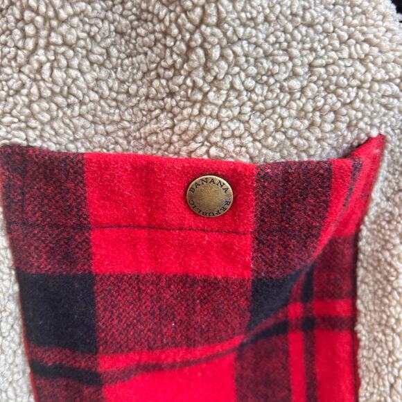 Banana Republic Reversible Wool Sherpa Plaid Vest Corduroy Trim Size M - Picture 8 of 8